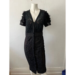 Byron Lars Black sheath gothic dress size 2 Chantilly lace Victorian witchy